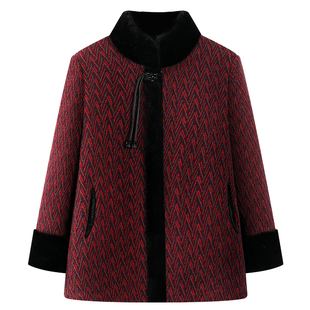 中老年女装妈妈秋冬装加厚仿貂绒外套洋气高贵奶奶加绒保暖上衣女