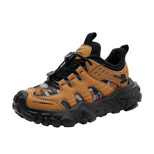 双星免系带儿童鞋子秋季2026新款中大童男童运动鞋皮面女童跑步鞋