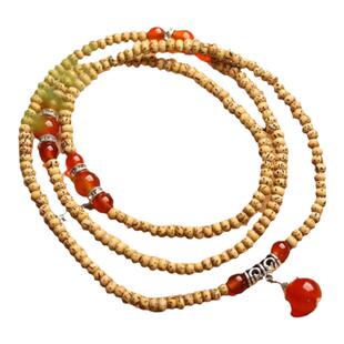 色达五明学院佛珠扁平迷你小颗粒菩提子红绿色玛瑙多圈菩提手串