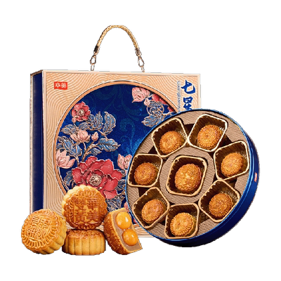 华美广式七星伴月双黄莲蓉礼盒