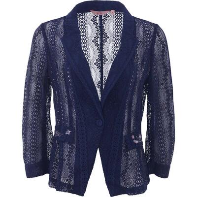 渔牌女装春装女款2024年新款蕾丝刺绣花短款休闲西装外套FGGA3063