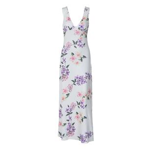 shemoda法式度假风碎花V领吊带连衣裙女性感露背高腰修身过膝长裙