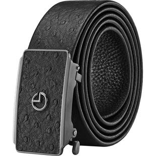 金利来新款商务不锈钢皮带男轻奢百搭时尚真皮腰带鸵鸟纹牛皮裤带