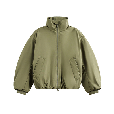 NEVERNEED双拉链短款立领棉衣男