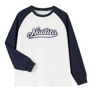 NAUTICA/诺帝卡童装 男童女童长袖T恤春季儿童重磅插肩袖美式复古