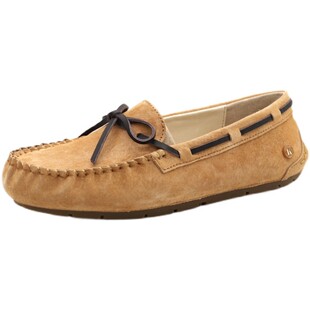 KHHUGG经典真皮豆豆鞋女2026新款春夏平底单鞋软底浅口孕妇一脚蹬