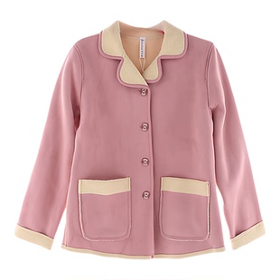 拉伦娜家居服女冬季加厚鹿皮绒家居套装羊羔绒外穿中性两件套睡衣