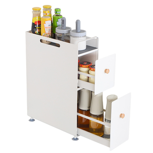 厨房缝隙置物架调料品双层转角收纳架操作台面抽拉式15cm夹缝窄款
