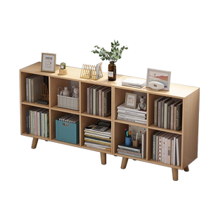 书架置物架落地家用分层架卧室多层收纳格子柜简约现代学生矮书柜