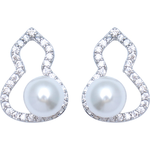 方糖家 新中式葫芦珍珠轻奢高级感耳环小众设计耳钉新款爆款女