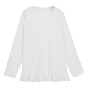 秋冬绝美内搭可外穿蕾丝花边打底衫女装大码胖mm遮肚子巨显瘦t恤