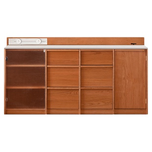 浮生记/樱桃木实木餐边柜骨骼线落地收纳柜家用客厅一体靠墙储物