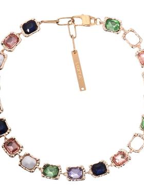 LUXTA彩色宝石金美式嘻哈项链