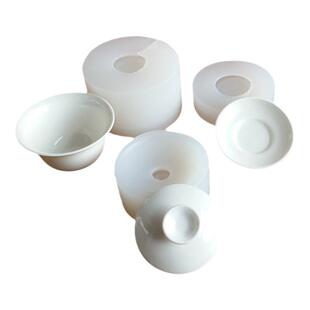 盖碗茶具香薰石膏工艺品ab滴胶树脂盐雕捏捏乐拓香石DIY硅胶模具