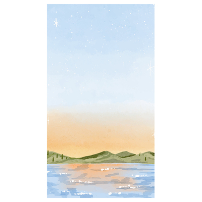 水彩风风景磨砂玻璃贴膜静电贴