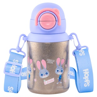 疯狂动物城纯钛保温杯儿童水杯学生上学专用双饮杯男幼儿园吸管杯