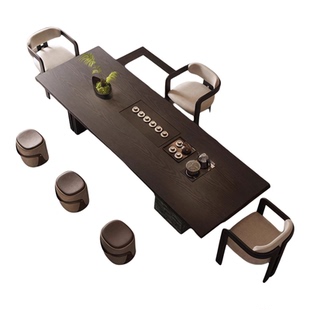 实木茶桌轻奢岛台茶台家用客厅办公室现代高级感高端泡茶桌椅组合