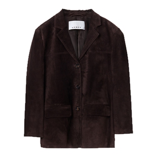 LANCY/朗姿2025年冬季新款复古高级感羊皮绒面时尚廓形西装外套女