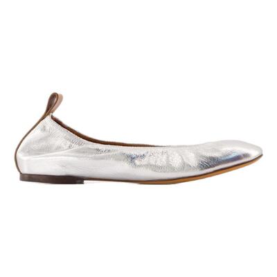 浪凡 Lanvin Ballerinas银色牛皮芭蕾舞鞋
