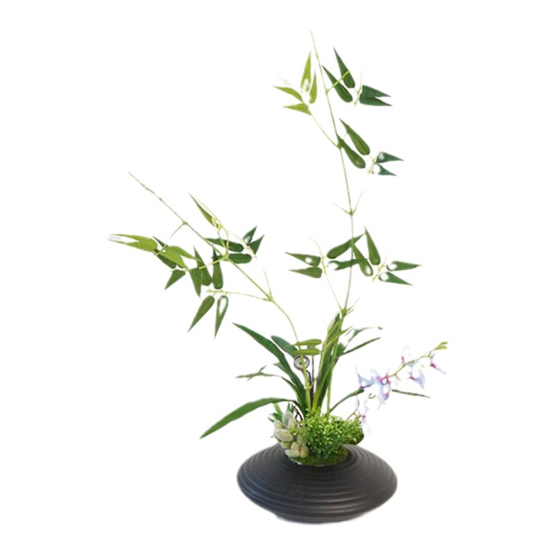中式仿真竹叶插花毛竹禅意花瓶摆件装饰品插花素材室内装饰簕竹枝