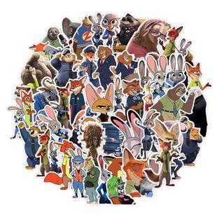 50张疯狂动物城朱迪警官可爱儿童贴纸狐狸尼克卡通行李箱电脑贴画