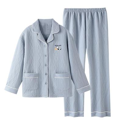 睡衣女士冬季纯棉夹层长袖家居服