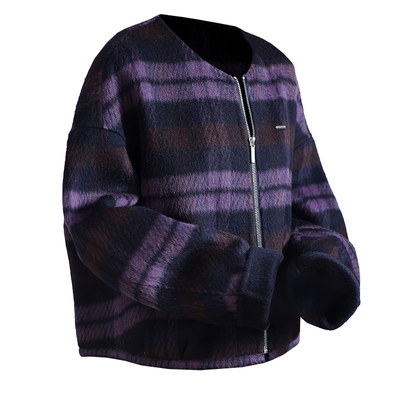 格子小个子呢子羊驼羊毛呢外套