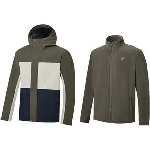 特步三合一风衣夹克户外防风两件套春秋男款冲锋衣官方旗舰店正品