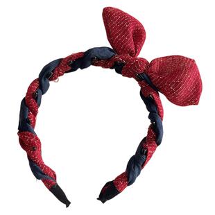 拼色条纹蝴蝶结发箍女高颅顶密齿防滑头箍小众设计感时尚发卡头饰