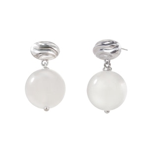 ASTRALIS·隐星｜水纹白玉髓耳钉女原创百搭耳环高级温柔春夏耳饰