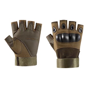 战术健身户外摩托车运动露指手套男无指骑行半指路亚冬季登山防滑