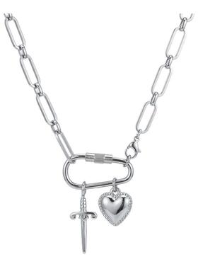 链条小宝剑匕首爱心锁链吊坠项链