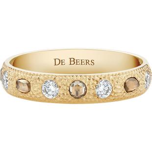 【礼物】戴比尔斯 Talisman 窄版18K黄金半密镶戒指