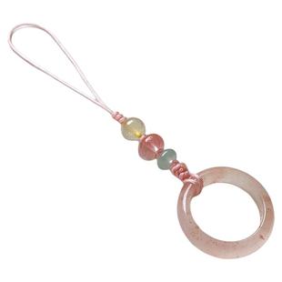 原创金丝玉桃花酿玉石指环手机链挂件水墨玉髓玛瑙戒指包挂钥匙扣