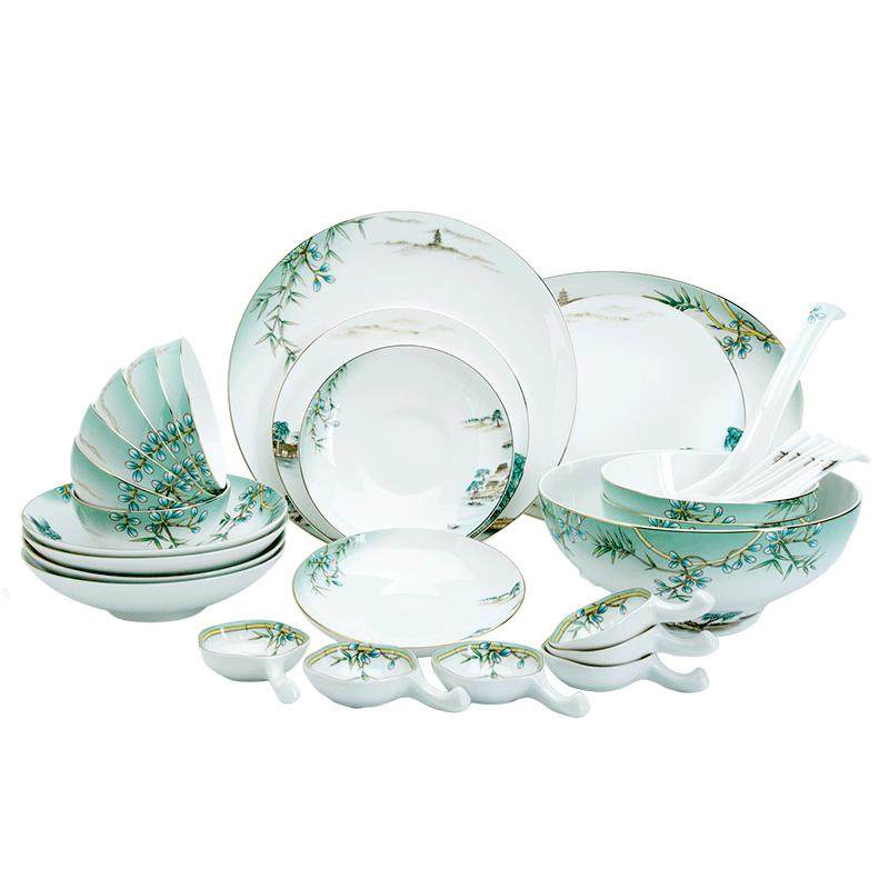 玛戈隆特西湖盛宴骨瓷餐具套装家用高级感碗盘乔迁礼物特别好看的