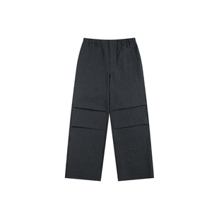 ATRY户外休闲裤男春季国潮牌美式运动格纹泡泡纱宽松阔腿直筒裤子