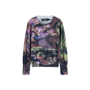 Desigual拼贴版画风格印花圆领女士针织衫