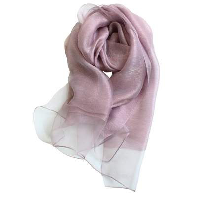 双层紫色桑蚕丝丝巾真丝披肩围巾