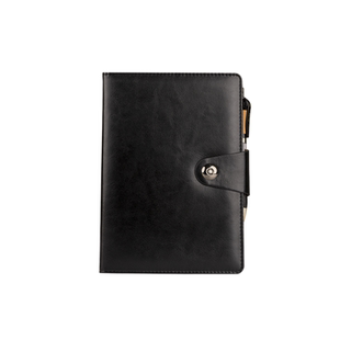 宽行距笔记本本子皮面带扣会议记录本高档办公记事本复古厚本子