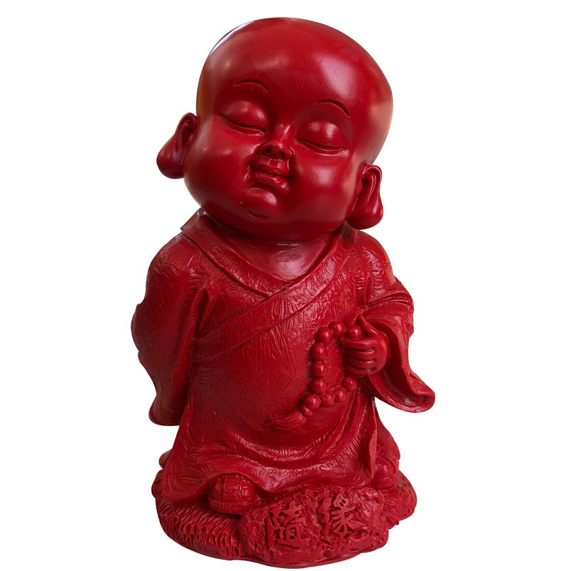 随缘小佛童摆件天然红朱砂活佛家居客厅装饰用品