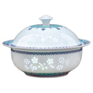 景德镇玲珑瓷餐具珐琅彩高白瓷碗盘碟勺子高档家用玲珑瓷散件DIY