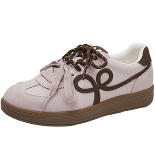 明星同款百田森德训鞋女2025新款双色鞋带运动鞋复古阿甘鞋厚底鞋