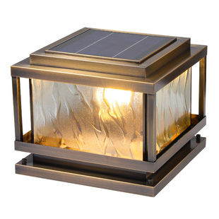 藤源全铜太阳能柱头灯庭院灯别墅门柱灯接电款户外防水围墙柱子灯