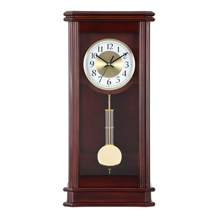 枫叶实木座钟老式大号挂钟客厅复古报时台钟简约中式家居钟表摆件