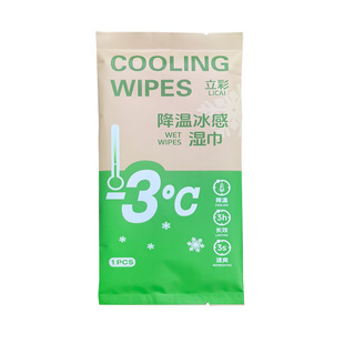 降温冰感清凉提神湿巾自然亲肤擦拭汗水独立包装日常户外随身便携