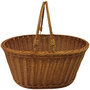 手提菜篮子大号收纳水果编织篮长方形藤编篮子户外筐子藤编商用