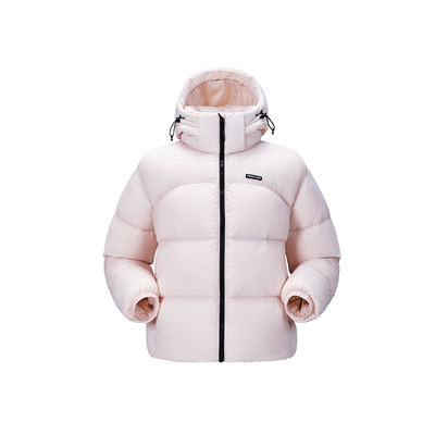 骆驼企鹅系列短款羽绒服女粉色2025冬季新款防风保暖面包服外套