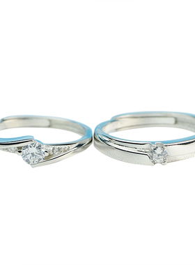 情侣款女一对纯银戒指环开口调节