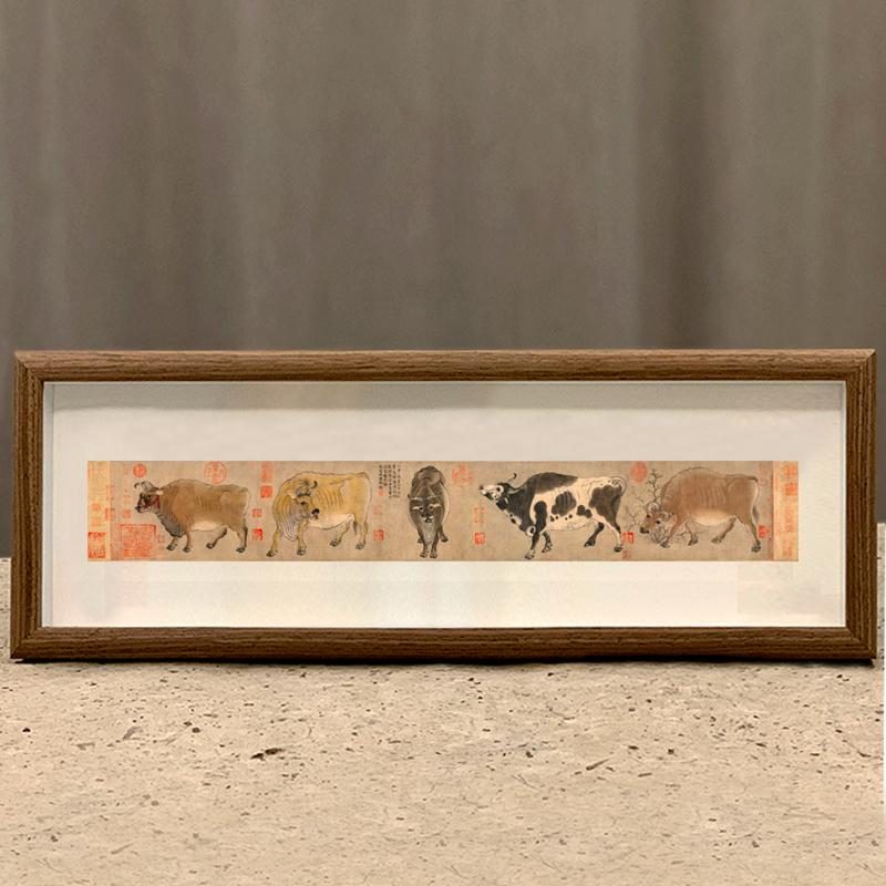 唐韩滉五牛图画字画摆台画挂画办公室装饰国画横幅山水画禅意礼物