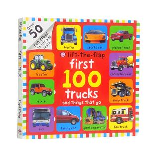 英文原版 交通工具100词First 100 Trucks 大开本纸板翻翻书 儿童启蒙认知绘本first100words儿童英语图解字典宝宝识字故事图画